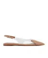 Alaïa Le Caur Patent Leather And Pu Slingback Flats In Nude