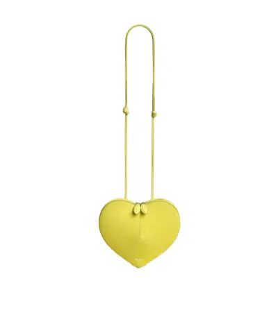 Alaïa Le Cœur Bi-material Bag In Leather In Yellow