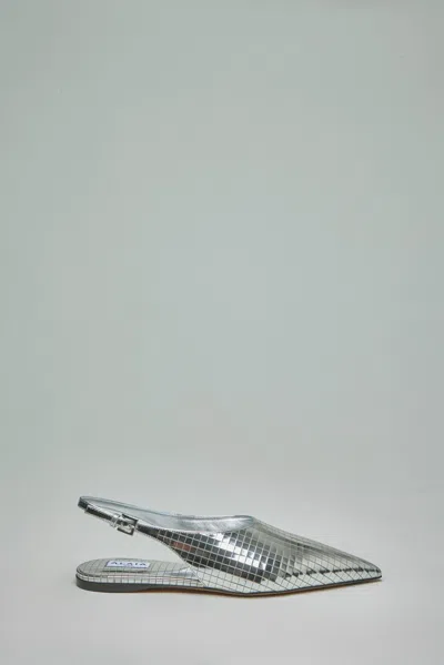 Alaïa Le Cœur Flats In Silver