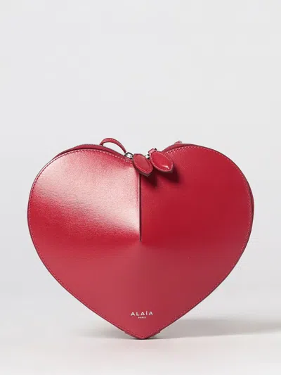 Alaïa Le Cœur Heart-shaped Leather Crossbody Mini Bag With Zip Closure In Red