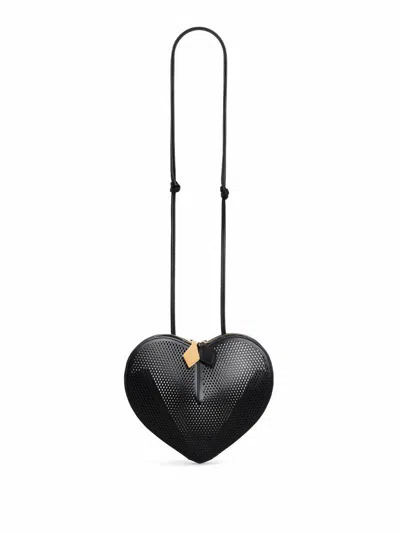 Alaïa Le Cœur In Fishnet Leather Bags In Black