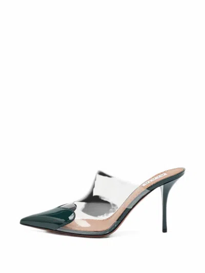 Pre-owned Alaïa Le Cœur Patent Leather Mules In Green