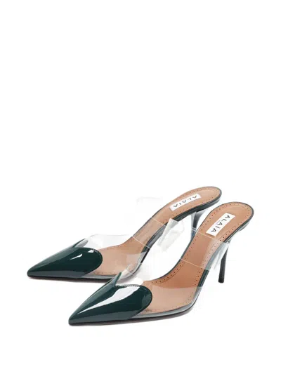 Pre-owned Alaïa Le Cœur Patent Leather Mules In Green