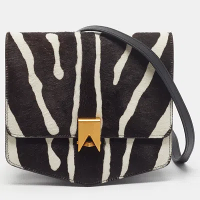 Pre-owned Alaïa Le Papa Black/white Zebra Calfhair And Leather Crossbody Bag