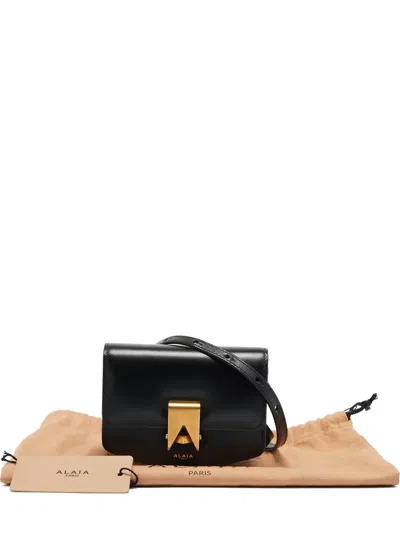 Pre-owned Alaïa Le Papa Leather Clasp Mini Bag In Black