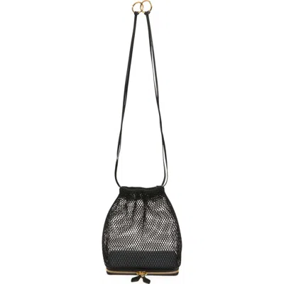 Alaïa Le Pochon Fishnet Shoulder Bag In Black