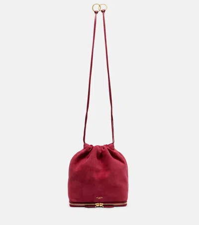 Alaïa Le Pochon Suede Bucket Bag In Red