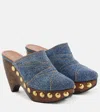 Alaïa Denim Sculpture Wood-heel Clogs In Blue