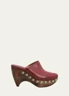 Alaïa Le Sabot Wooden-heel Leather Wedge Clogs In 325 Rouge Grenat