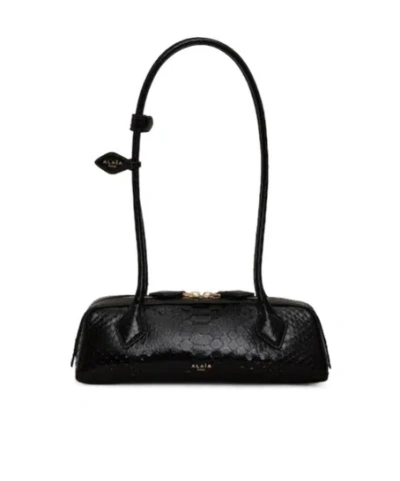 Alaïa Le Tackel Small Logo Shoulder Bag In Black