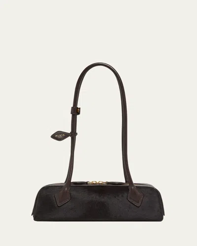 Alaïa Le Teckel Calf Hair Shoulder Bag In Brown