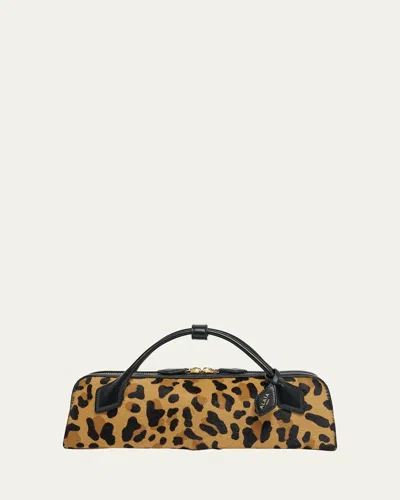 ALAÏA LE TECKEL CLUTCH BAG IN LEOPARD CALF HAIR