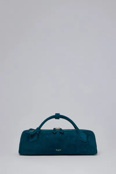 Alaïa Le Teckel Clutch In Suede In Blue