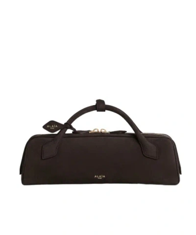 Alaïa Le Teckel Clutch In Suede In Brown