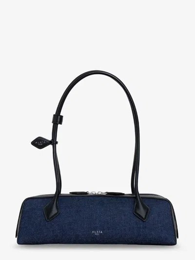 Alaïa Le Teckel Denim Shoulder Bag In Blue