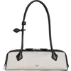 Alaïa Le Teckel Zip Shoulder Bag In Canvas And Leather In Ecru