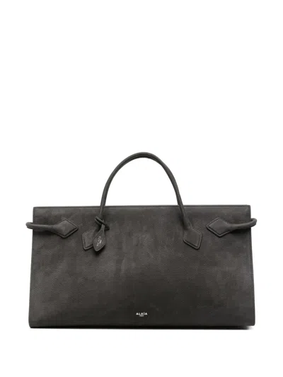 Pre-owned Alaïa Le Teckel Leather Tote Bag In Gray