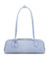 Alaïa Le Teckel Medium Leather Shoulder Bag In Bleu Cendre