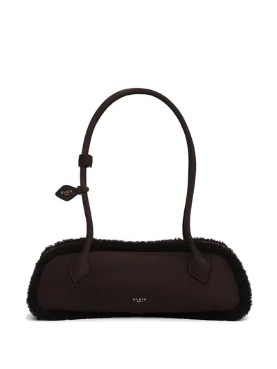 Alaïa Le Teckel Medium Bag In Merino Shearling In Black