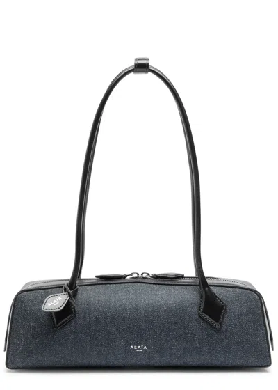 ALAÏA ALAÏA LE TECKEL MEDIUM DENIM SHOULDER BAG