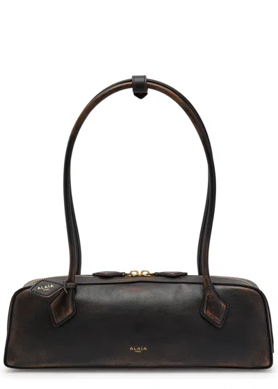 Alaïa Le Teckel Medium Grained Leather Shoulder Bag In Brown
