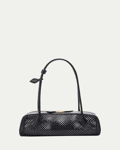 Alaïa Le Teckel Medium Leather Net Shoulder Bag In Black