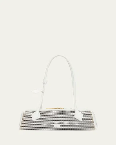 Alaïa Le Teckel Medium Shoulder Bag In Fishnet Leather In 010 Blanc Optique