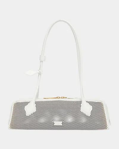 ALAÏA LE TECKEL MEDIUM SHOULDER BAG IN FISHNET LEATHER