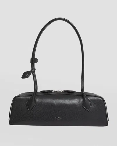 Alaïa Le Teckel Medium Shoulder Bag In Goatskin In Black