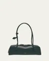 Alaïa Le Teckel Medium Shoulder Bag In Goatskin In Vert Bouteille
