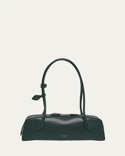 Alaïa Le Teckel Medium Shoulder Bag In Goatskin In Vert Bouteille