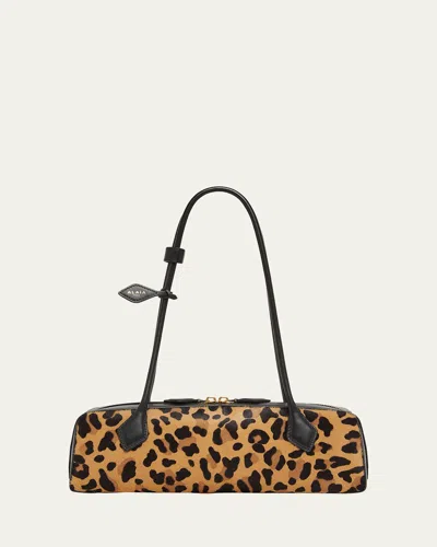 Alaïa Le Teckel Medium Shoulder Bag In Leopard Calf Hair In Brown