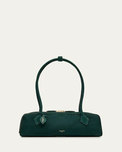 Alaïa Medium Leather Le Teckel Shoulder Bag In Green
