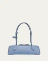 Alaïa Le Teckel Medium Suede Shoulder Bag In 506 Bleu Cendre