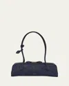 Alaïa Le Teckel Medium Suede Shoulder Bag In 530 Bleu Fonce