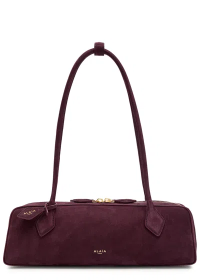Alaïa Le Teckel Medium Hammered Nubuck Bag In Burgundy