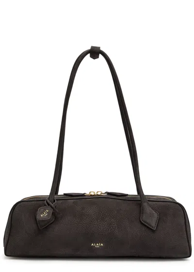 Alaïa Le Teckel Medium Suede Shoulder Bag In Gray