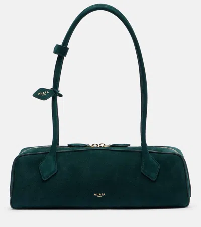 Alaïa Le Teckel Medium Suede Shoulder Bag In Green