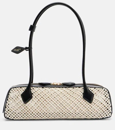 Alaïa Le Teckel Medium Woven Shoulder Bag In Sand