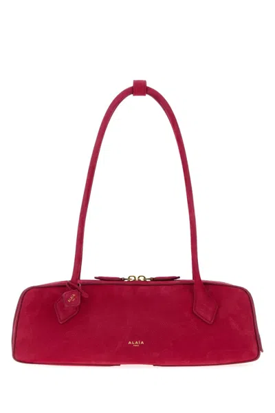 Alaïa Alaia Le Teckel Mini Suede Shoulder Handbag In Pink