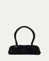 Alaïa Le Teckel Shaved Shearling Medium Shoulder Bag In Black