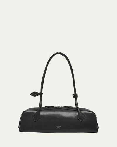 Alaïa Le Teckel Medium Shoulder Bag In Goatskin In Noir