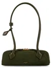 Alaïa Le Teckel Small Leather-trimmed Suede Shoulder Bag In Green