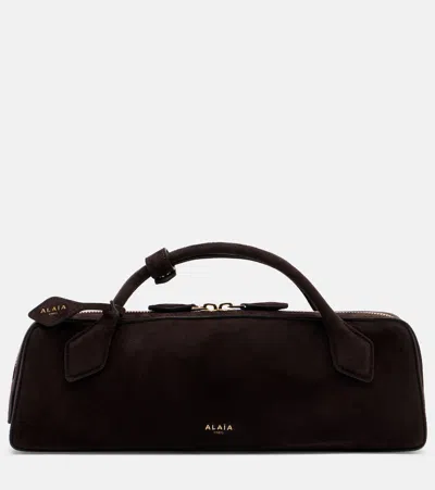 Alaïa Le Teckel Small Suede Top-handle Bag In Brown