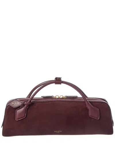 Alaïa Le Teckel Suede & Leather Clutch In Burgundy