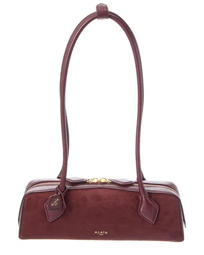 Alaïa Alaia Le Teckel Suede & Leather Shoulder Bag In Red