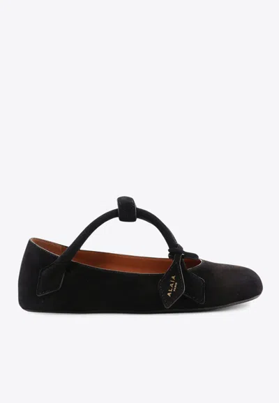 Alaïa Le Teckel Suede Ballet Flats In Black