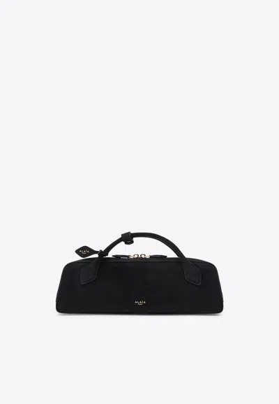 Alaïa Le Teckel Suede Clutch In Black