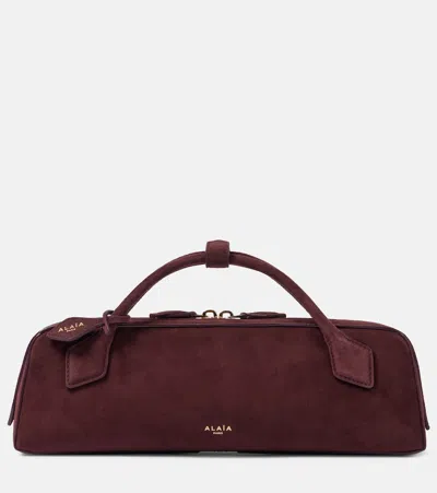 Alaïa Le Teckel Suede Clutch In Rouge Grenat