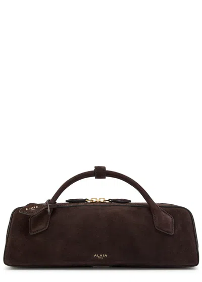 Alaïa Le Teckel Suede Clutch In Brown